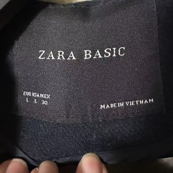 Zara Basic Women's Ladies Dark Blue Navy Wool Coat Jacket with Hood Size (L) - Picture 7 of 12